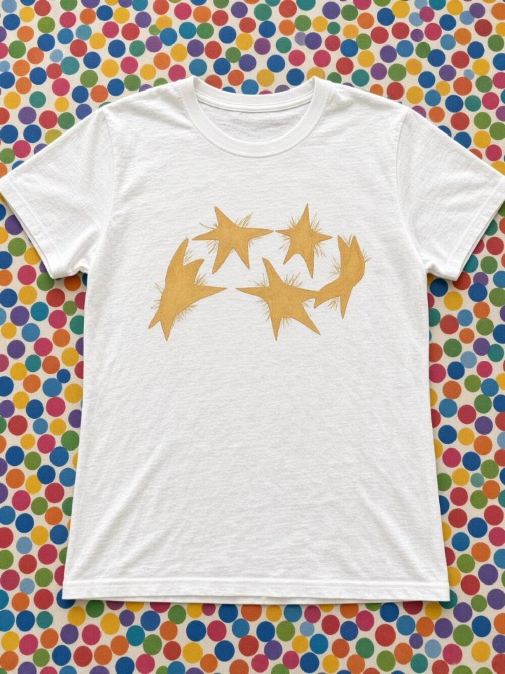 Golden Stars Celestial Indie Graphic T-Shirt Gildan Heavy Cotton Women Tee